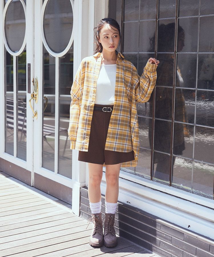 earth music&ecology「2wayショルダードロストリボンチェックシャツ」|シャツ・ブラウス|