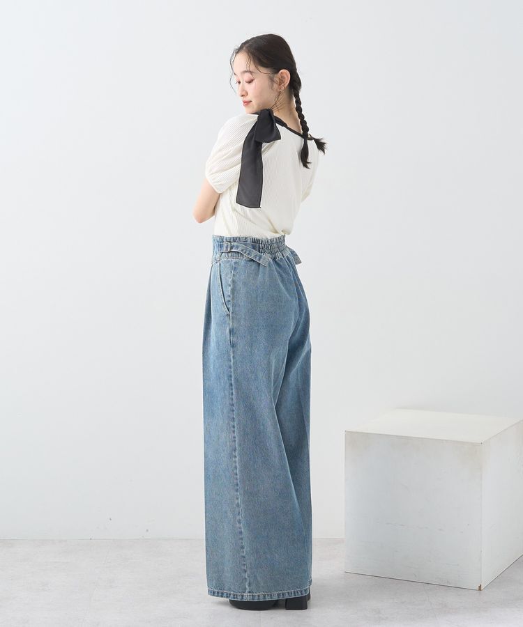 earth music&ecology「アシメ肩リボンカットソー」|Tシャツ・カットソー|