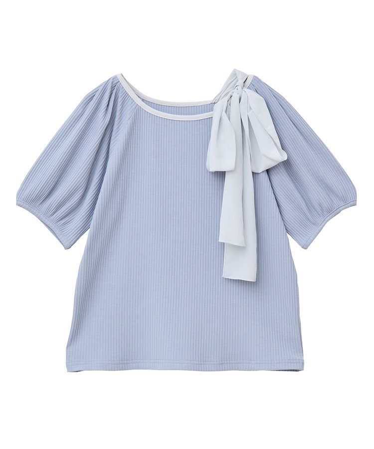 earth music&ecology「アシメ肩リボンカットソー」|Tシャツ・カットソー|