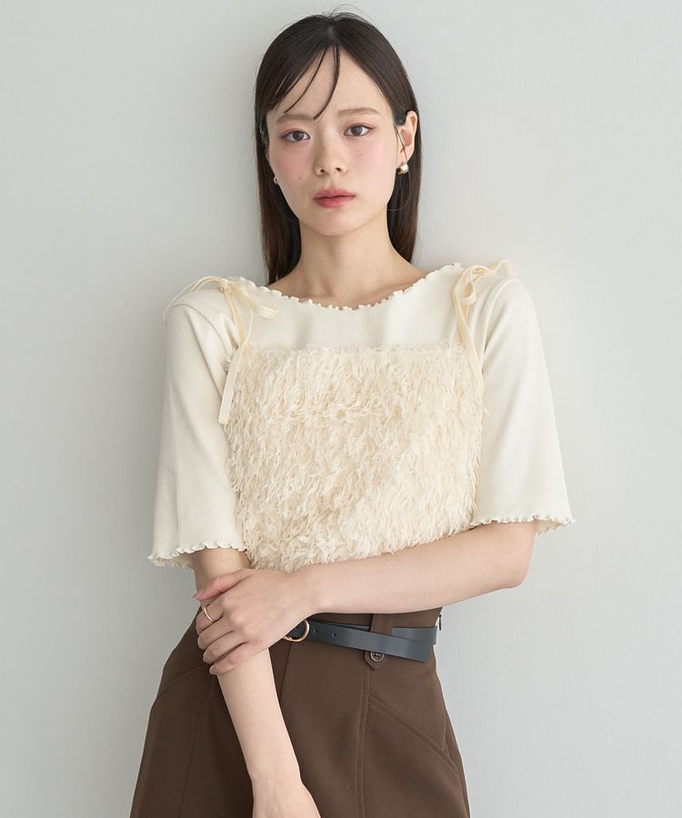 earth music&ecology「ベロアリボンフェザービスチェ」|ベスト・ジレ|