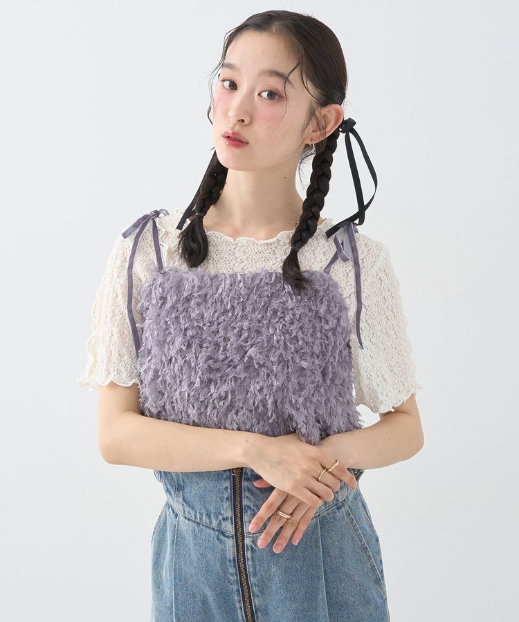 earth music&ecology「ベロアリボンフェザービスチェ」|ベスト・ジレ|