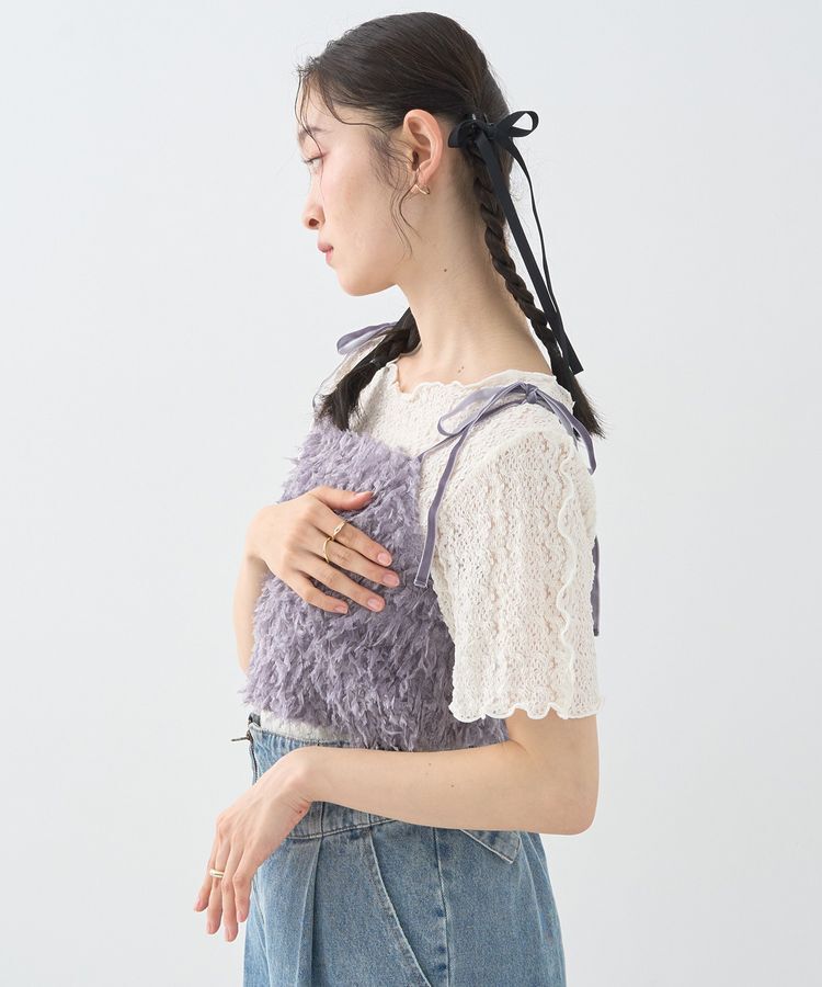 earth music&ecology「ベロアリボンフェザービスチェ」|ベスト・ジレ|