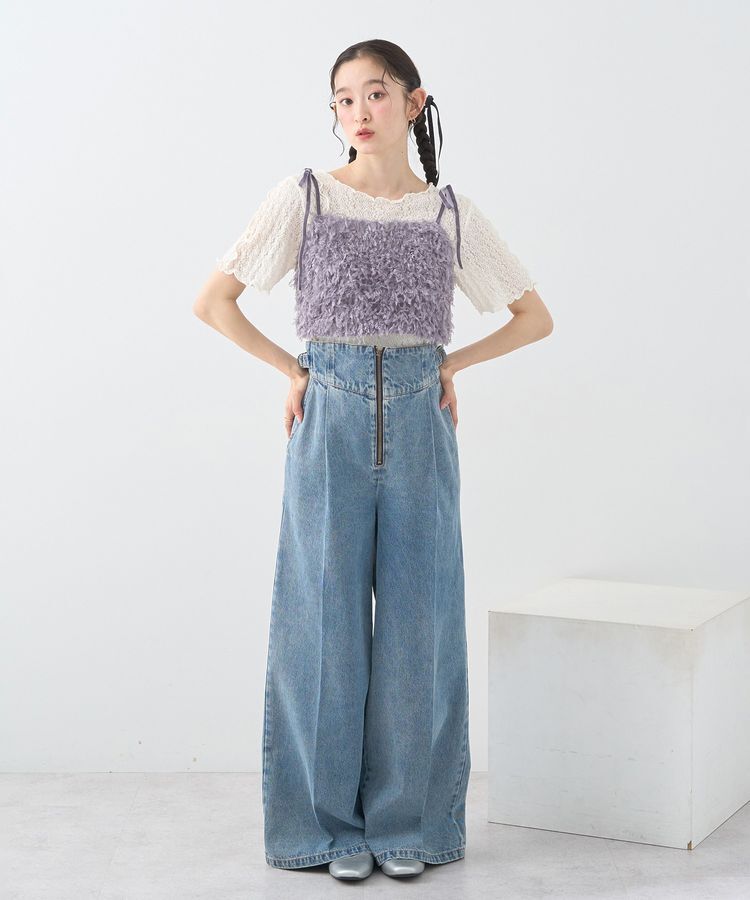 earth music&ecology「ベロアリボンフェザービスチェ」|ベスト・ジレ|