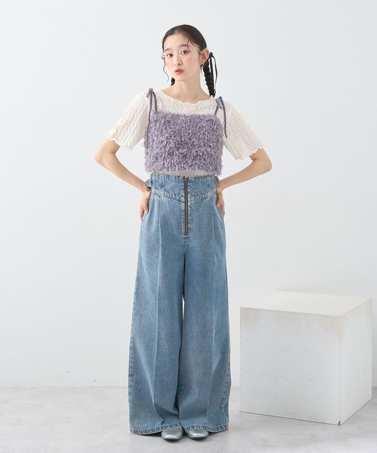 earth music&ecology「ベロアリボンフェザービスチェ」|ベスト・ジレ|