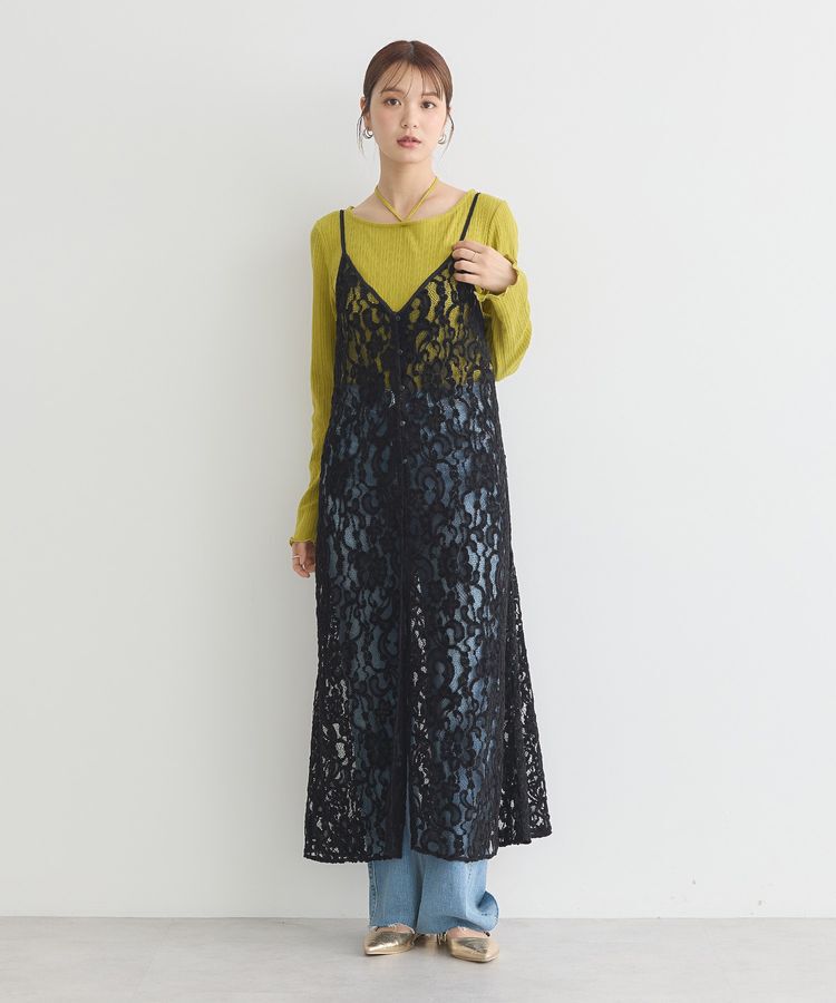 earth music&ecology「起毛レースレイヤードキャミワンピース」|ワンピース|