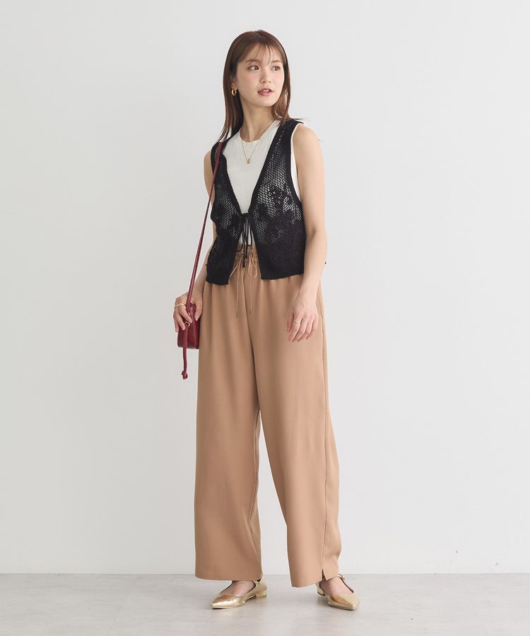 earth music&ecology「フラワー刺繍メッシュベスト」|ベスト・ジレ|