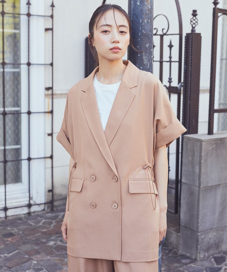 earth music&ecology「半袖サイドドロストジャケット」|テーラードジャケット|