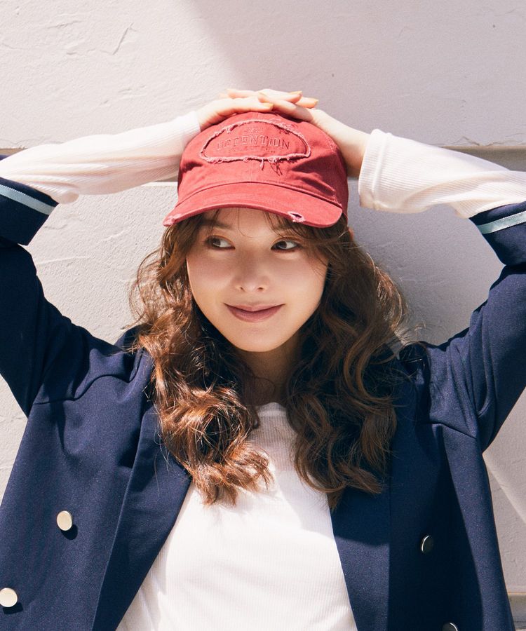 earth music&ecology「ダメージロゴキャップ」|その他|Red