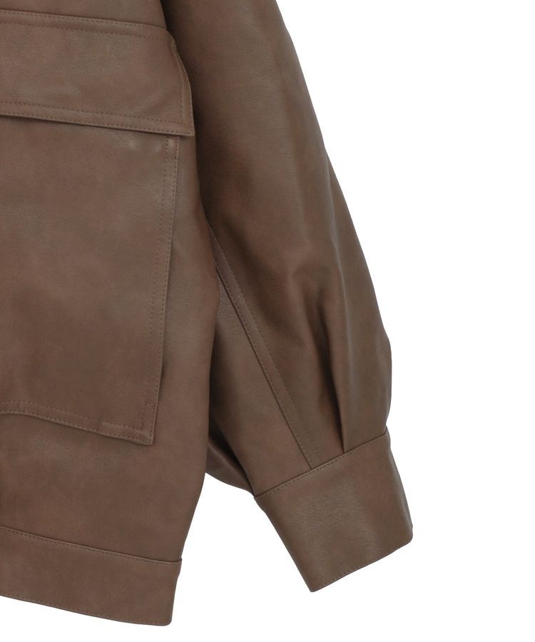 earth music&ecology「フェイクレザージップジャケット」|ブルゾン・スタジャン|