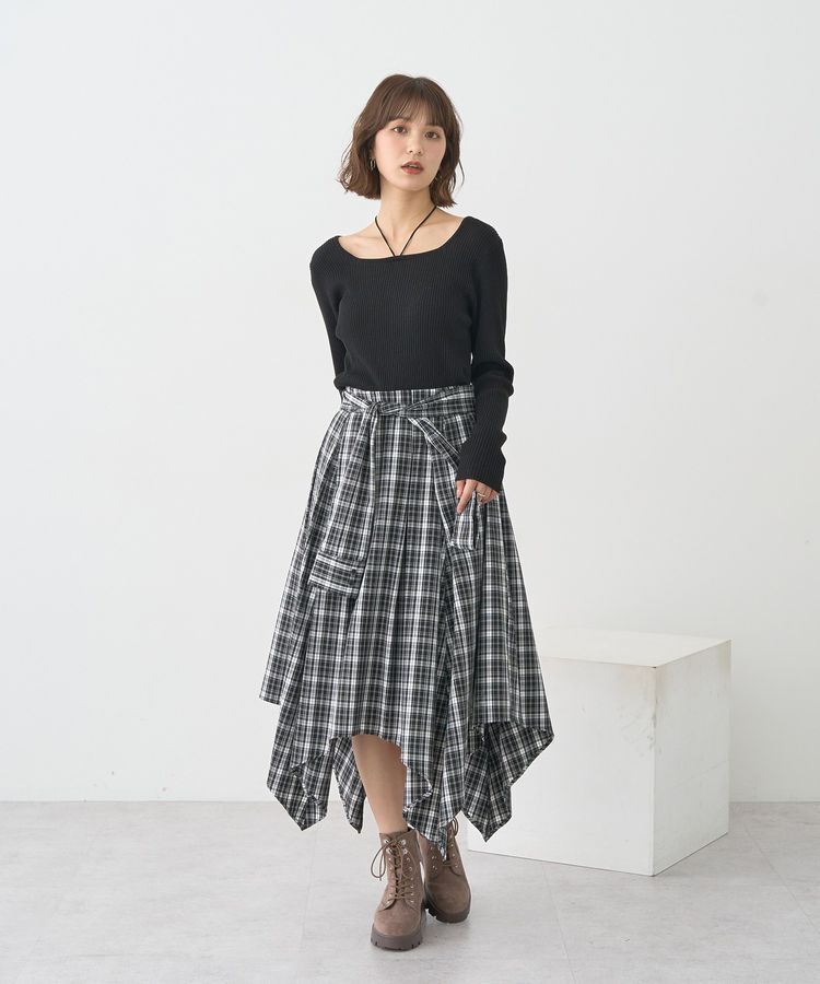 earth music&ecology「イレヘムチェックシャツスカート」|フレア|