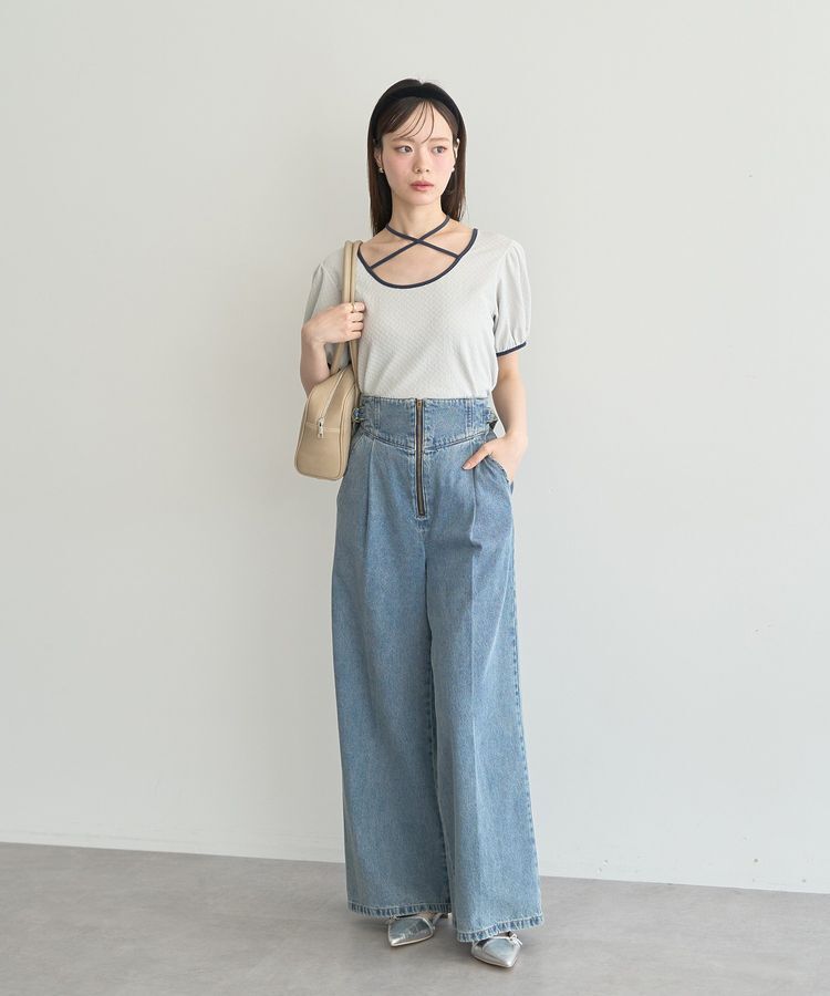 earth music&ecology「マルチウェイ配色リボンカットプルオーバー」|Tシャツ・カットソー|