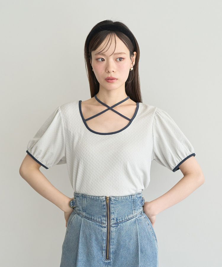 earth music&ecology「マルチウェイ配色リボンカットプルオーバー」|Tシャツ・カットソー|