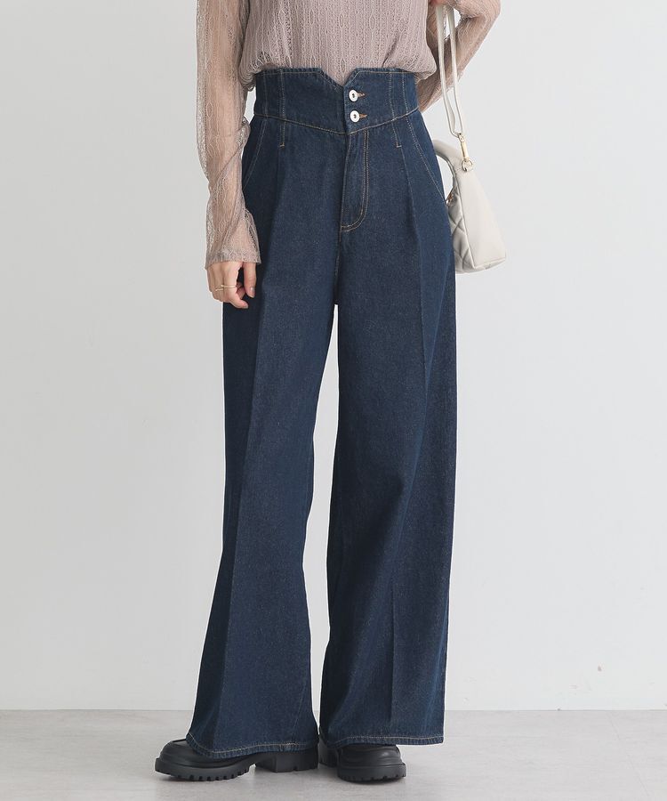 earth music&ecology「ハイウエストデニムパンツ」|デニム|