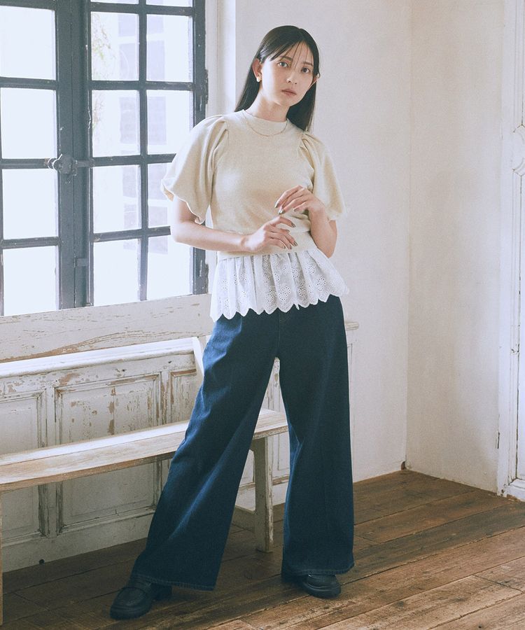 earth music&ecology「ハイウエストデニムパンツ」|デニム|