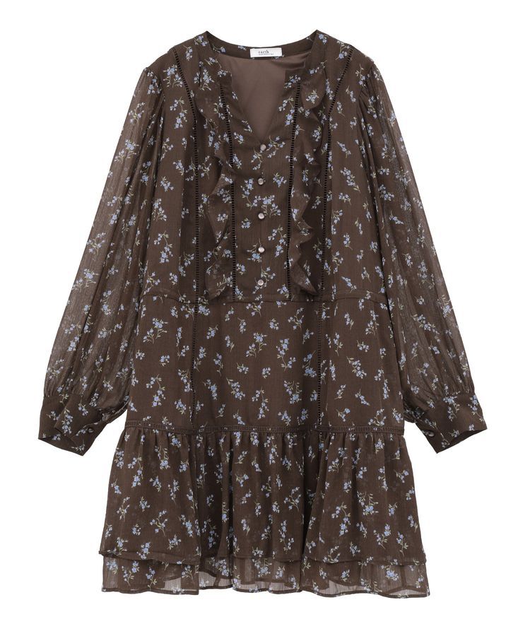 earth music&ecology「フラワー楊柳ティアードミニワンピース」|ワンピース|