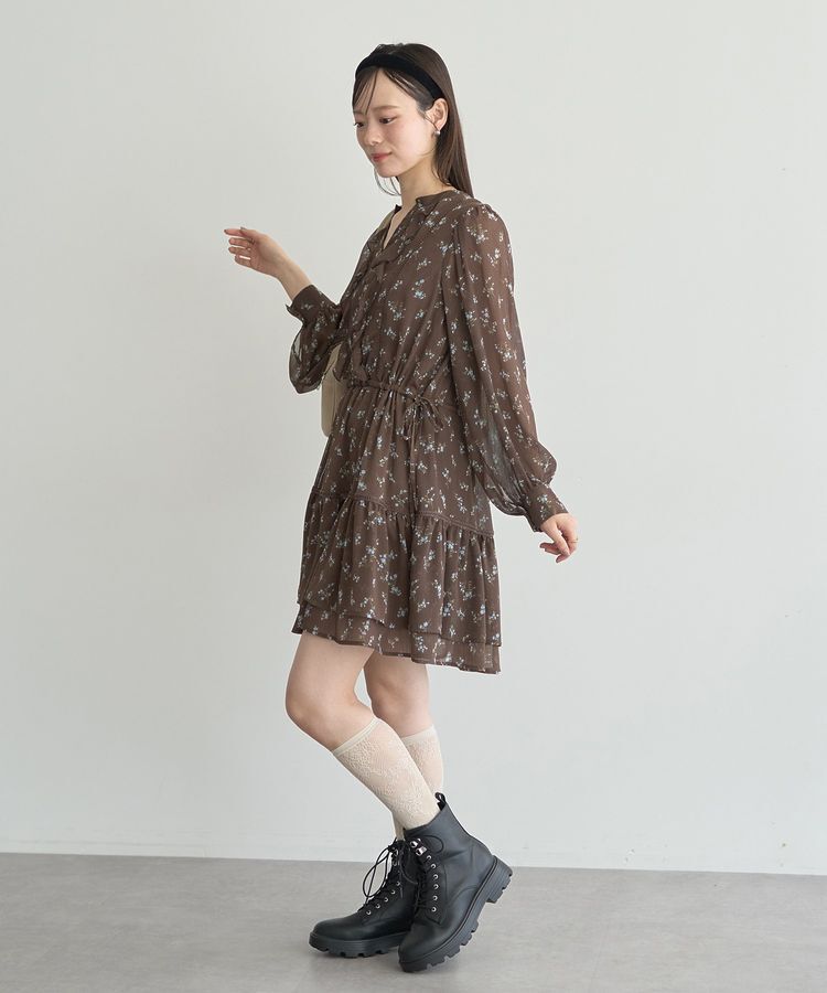 earth music&ecology「フラワー楊柳ティアードミニワンピース」|ワンピース|