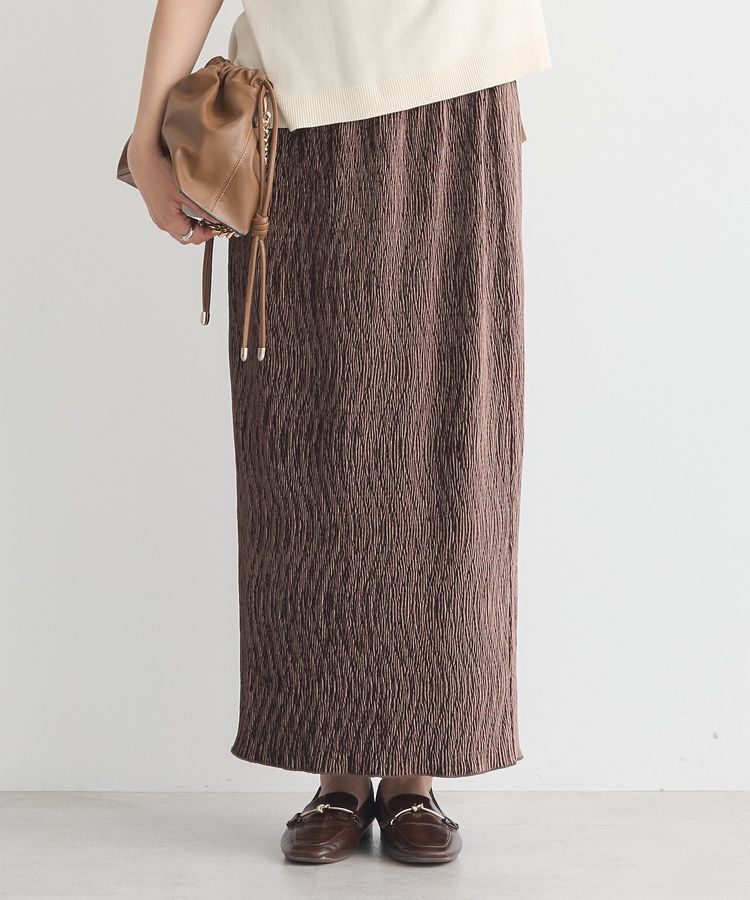 earth music&ecology「シャイニーベロアスカート」|タイト|Brown