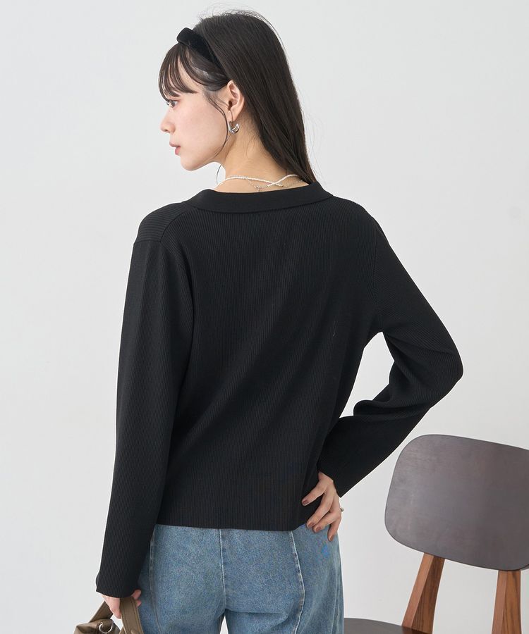 earth music&ecology「襟付きニットカーディガン」|カーディガン|