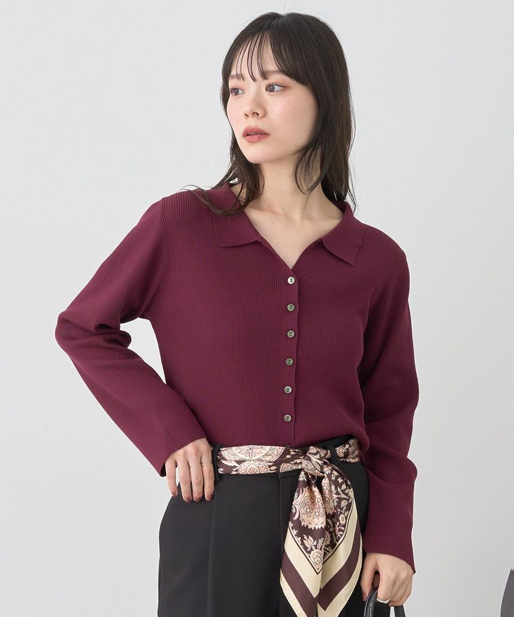 earth music&ecology「襟付きニットカーディガン」|カーディガン|