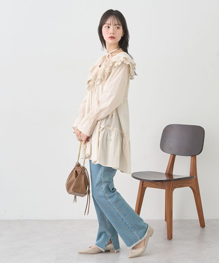 earth music&ecology「サイドリボンラッフルミニワンピース」|ワンピース|