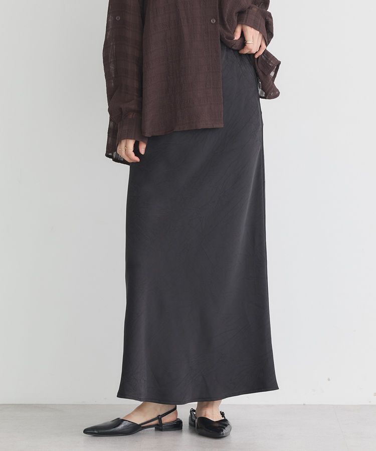 earth music&ecology「ストレッチサテンスカート」|スカート|Black