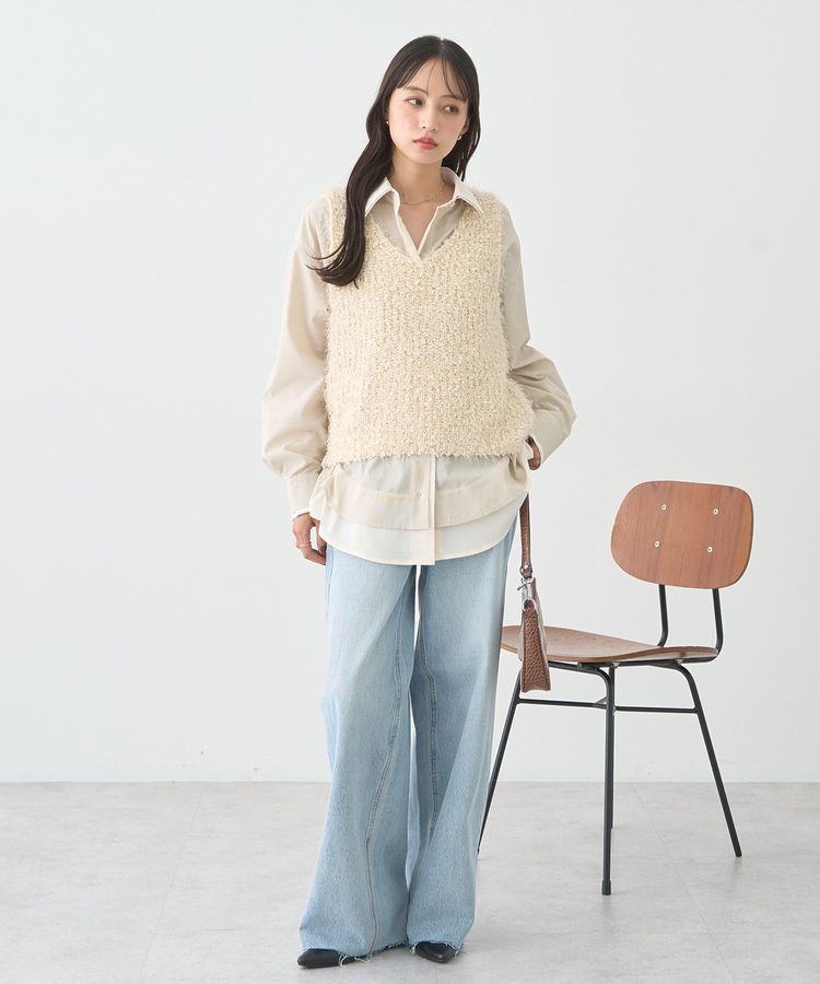 earth music&ecology「ポンポンヤーンベスト」|ベスト・ジレ|