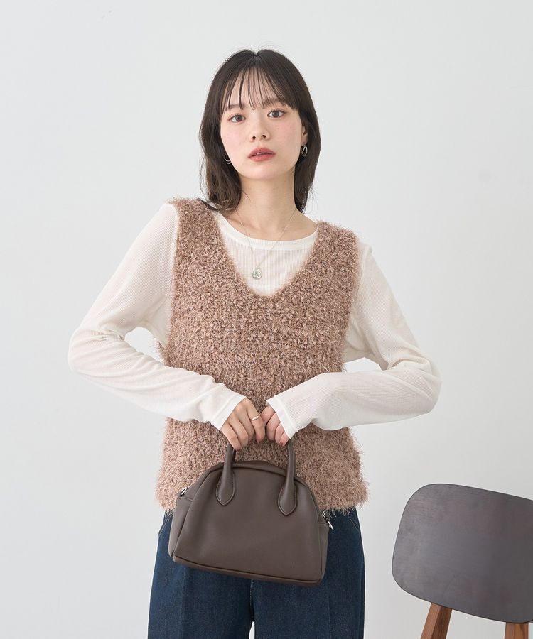 earth music&ecology「ポンポンヤーンベスト」|ベスト・ジレ|