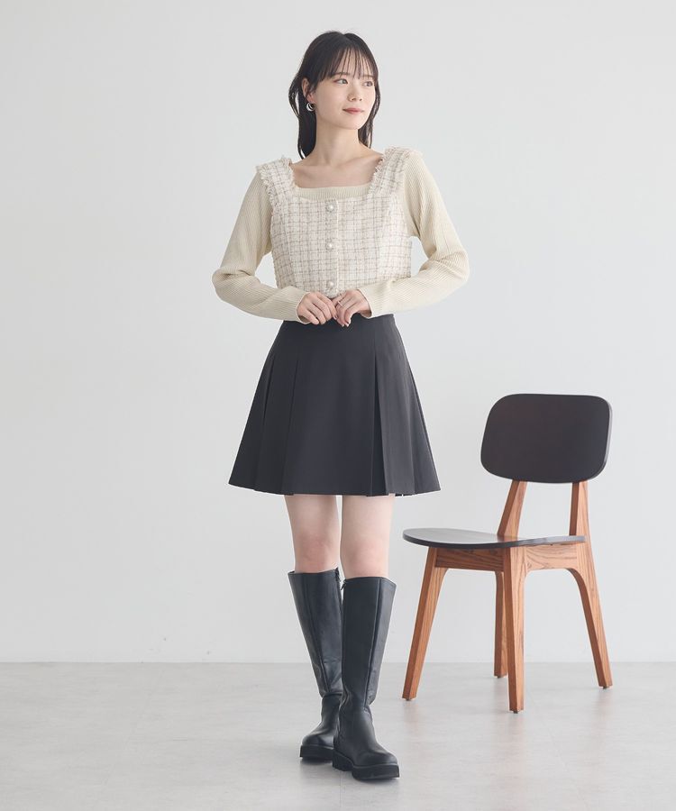 earth music&ecology「スクエアホルターネックリブプルオーバー」|ニット・セーター|