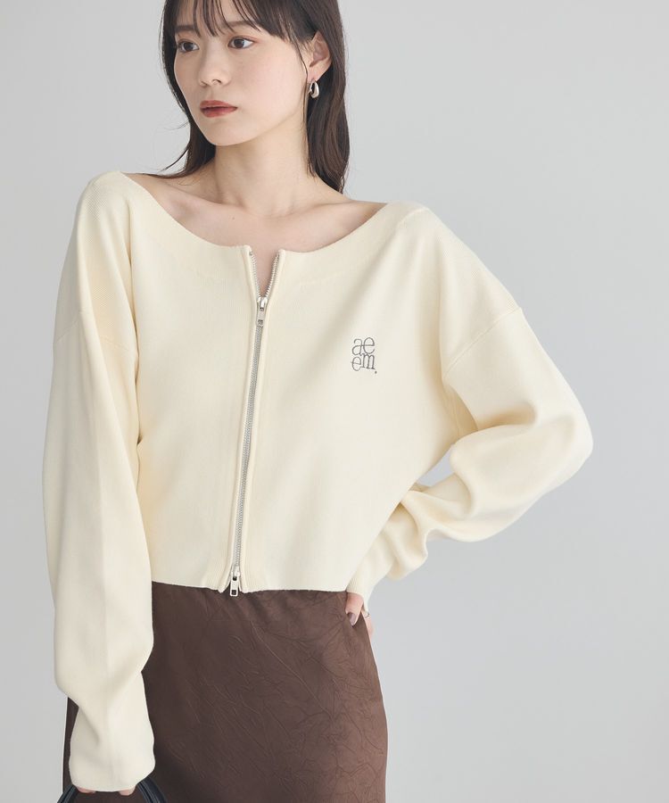 earth music&ecology「ダブルジップロゴニットプルオーバー」|ニット・セーター|Ivory