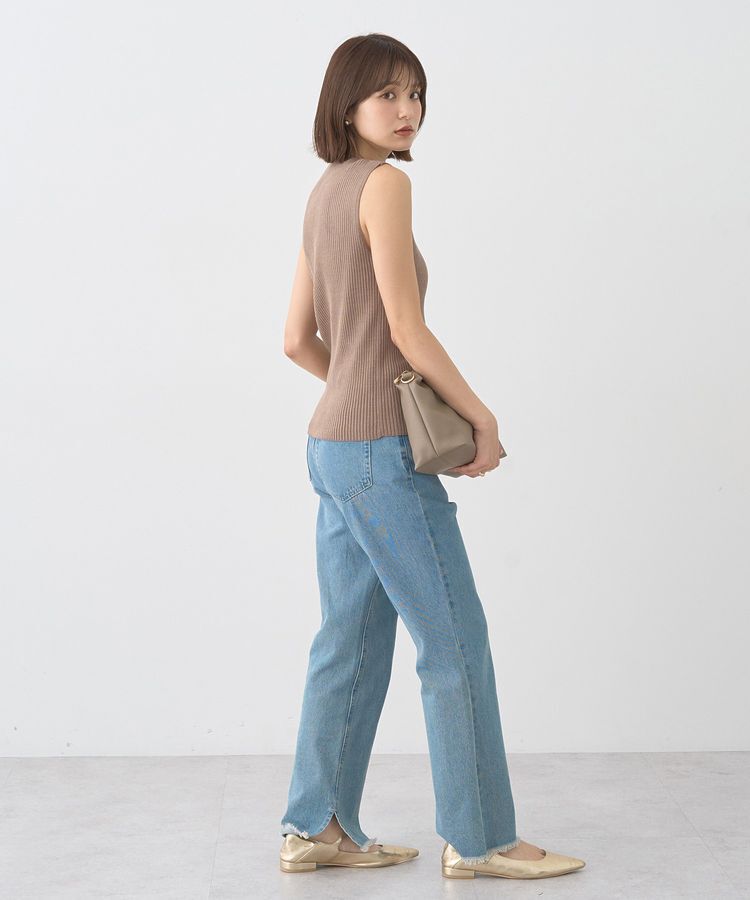 earth music&ecology「ランダムリブボトルネックノースリーブニット」|ニット・セーター|