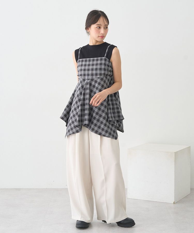 earth music&ecology「ランダムリブボトルネックノースリーブニット」|ニット・セーター|