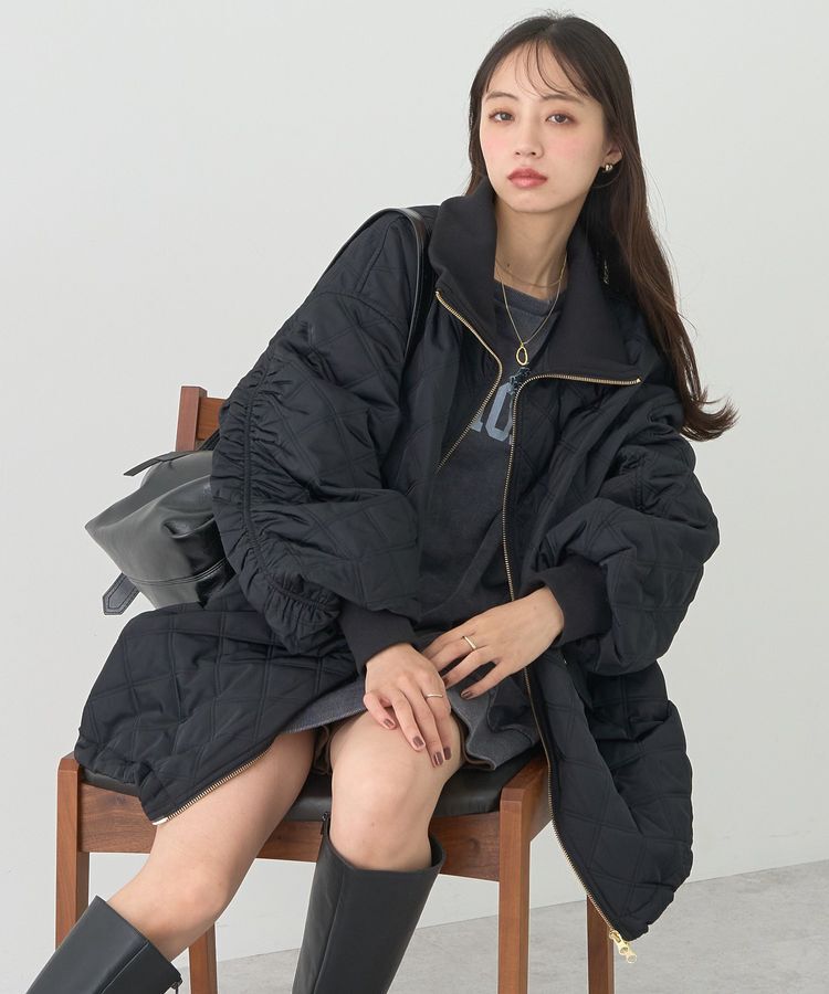 earth music&ecology「キルティングバルーンコート」|その他|Black