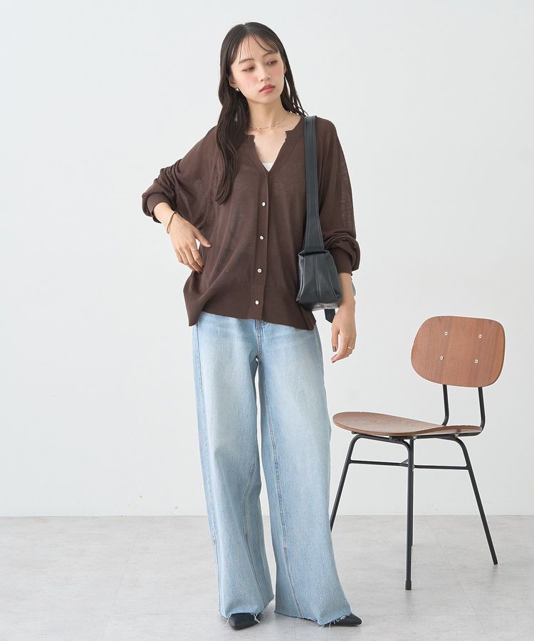 earth music&ecology「セルフカットワイドデニムパンツ」|デニム|