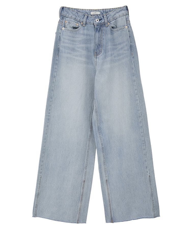 earth music&ecology「セルフカットワイドデニムパンツ」|デニム|