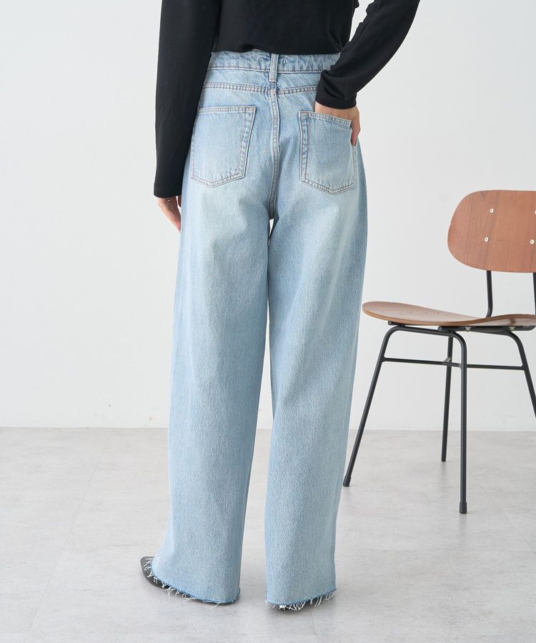 earth music&ecology「セルフカットワイドデニムパンツ」|デニム|