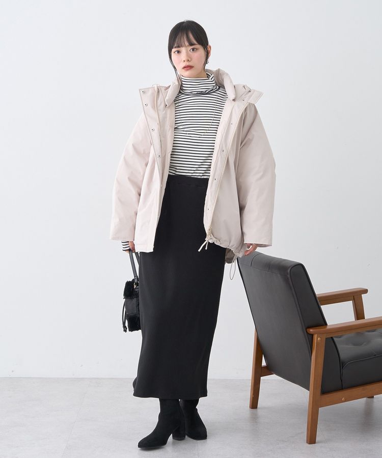 earth music&ecology「フーデットパファーコート」|ブルゾン・スタジャン|