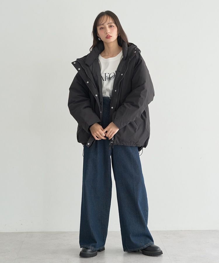 earth music&ecology「フーデットパファーコート」|ブルゾン・スタジャン|