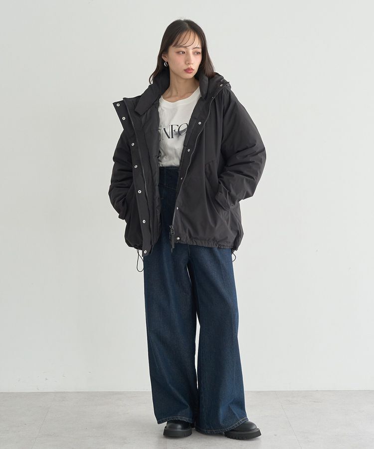 earth music&ecology「フーデットパファーコート」|ブルゾン・スタジャン|