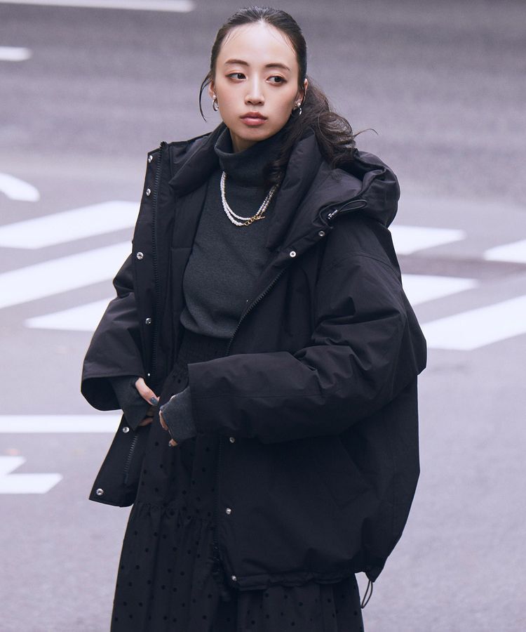 earth music&ecology「フーデットパファーコート」|ブルゾン・スタジャン|