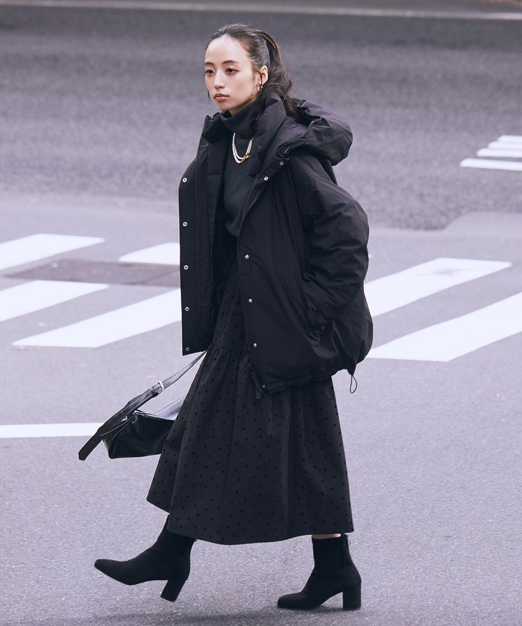 earth music&ecology「フーデットパファーコート」|ブルゾン・スタジャン|