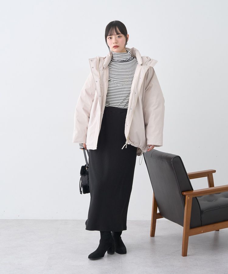 earth music&ecology「フーデットパファーコート」|ブルゾン・スタジャン|