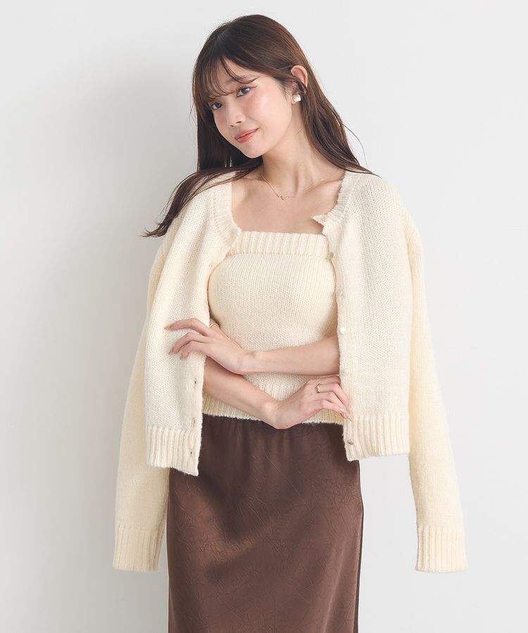 earth music&ecology「SET2点フラワースパンコールカーデ＋ビスチェ」|カーディガン|