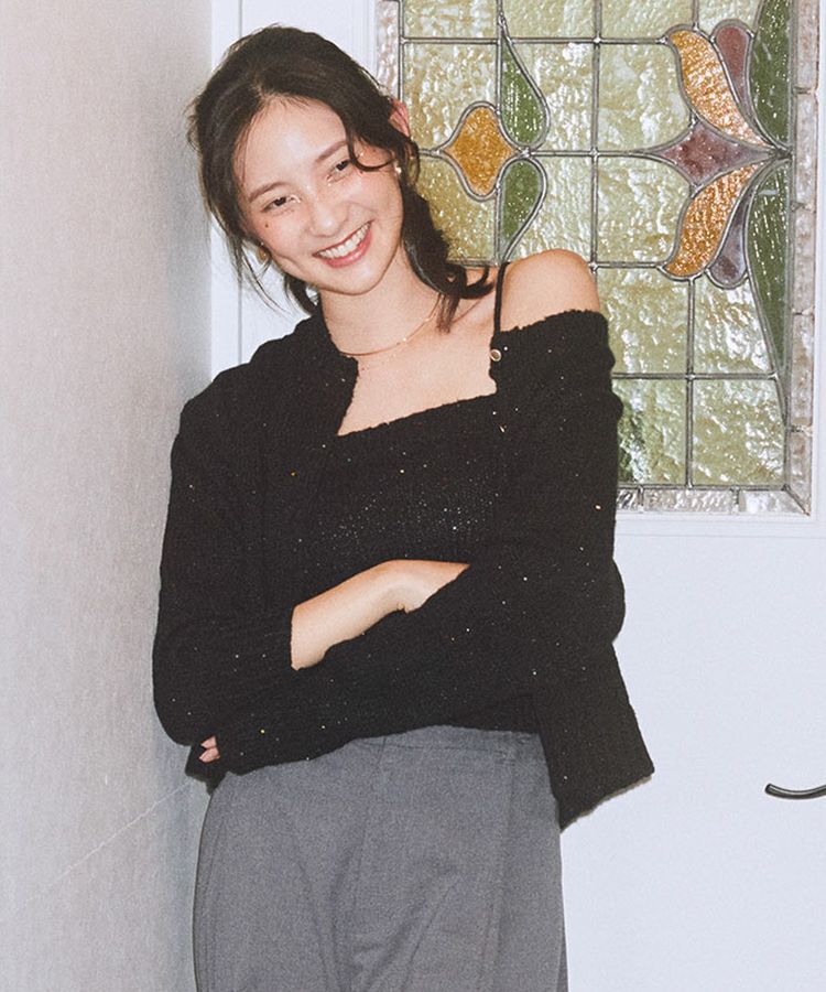 earth music&ecology「SET2点フラワースパンコールカーデ＋ビスチェ」|カーディガン|