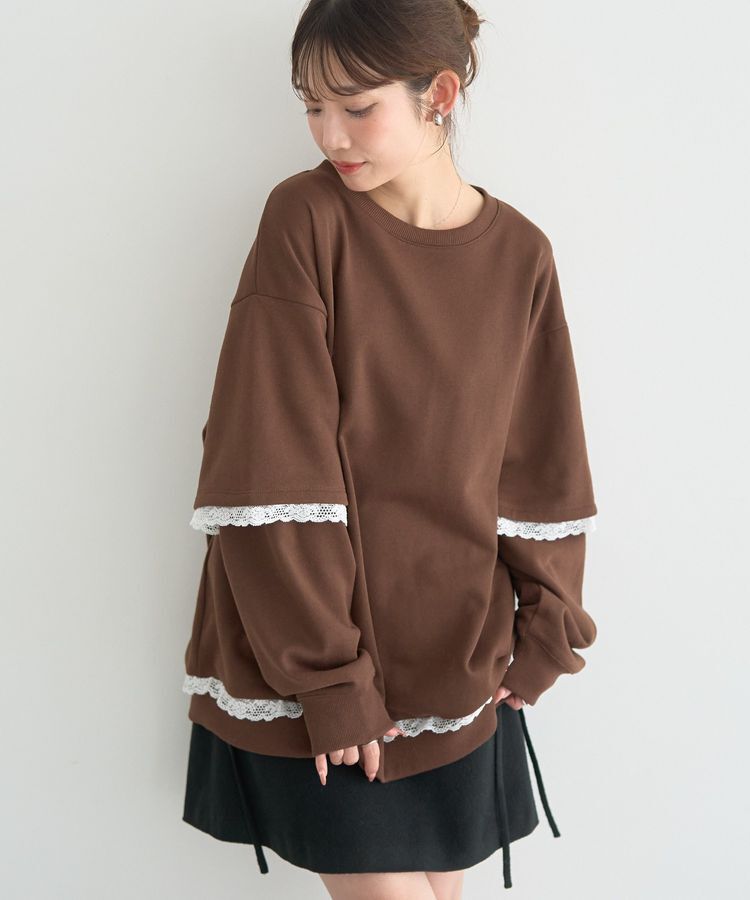 earth music&ecology「レーススウェットプルオーバー」|スウェット・ジャージ|