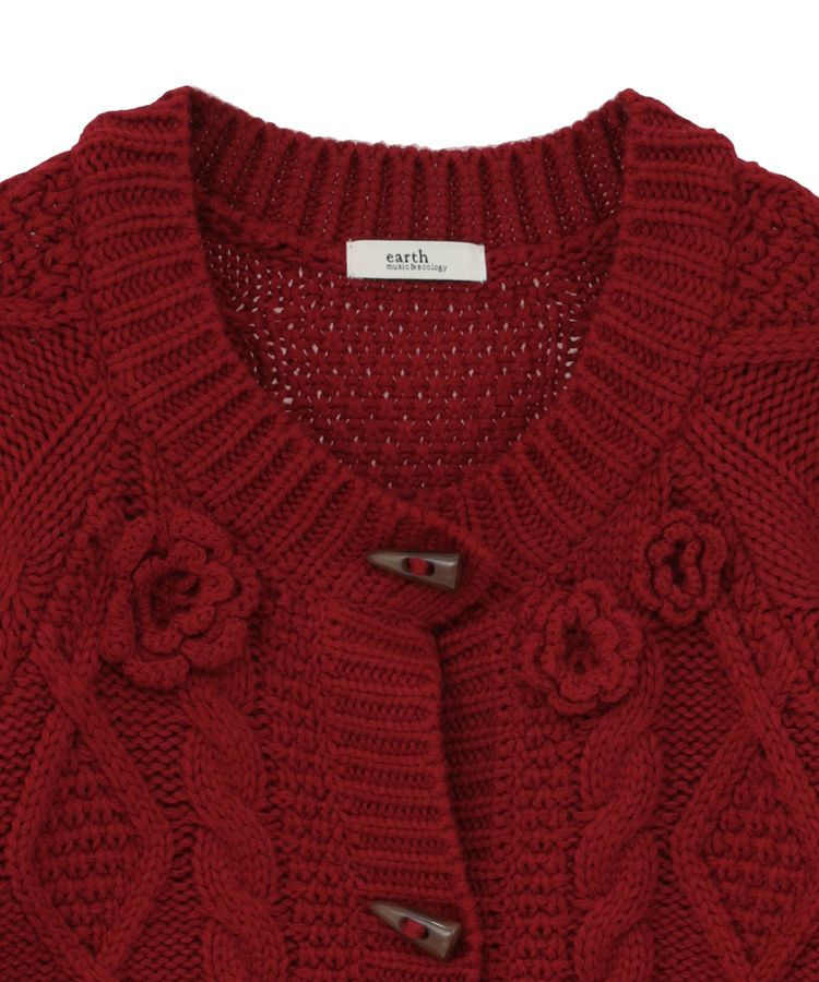 earth music&ecology「フラワーモチーフトグルボタンニットカーディガン」|カーディガン|