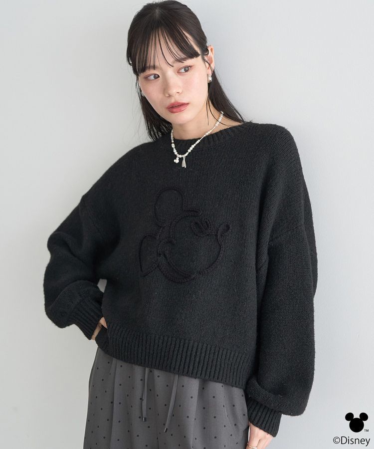 earth music&ecology「Disney/ミッキーコード刺繍ニットプルオーバー」|ニット・セーター|