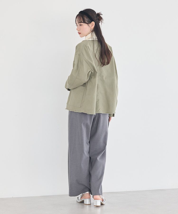 earth music&ecology「ノーカラーカバーオール」|テーラードジャケット|