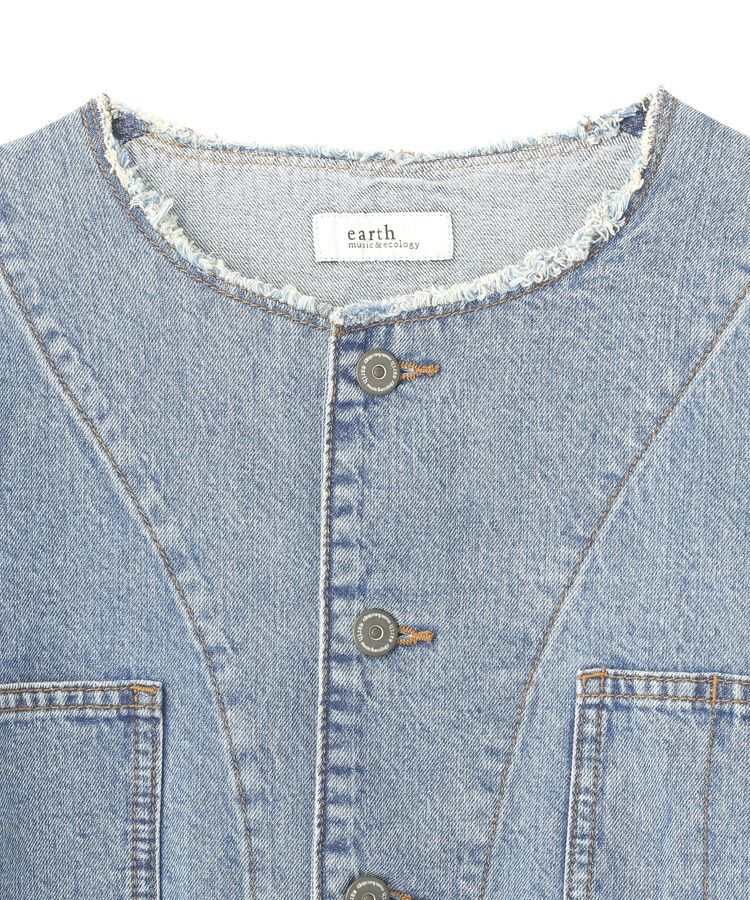 earth music&ecology「デニムノーカラーカバーオール」|テーラードジャケット|