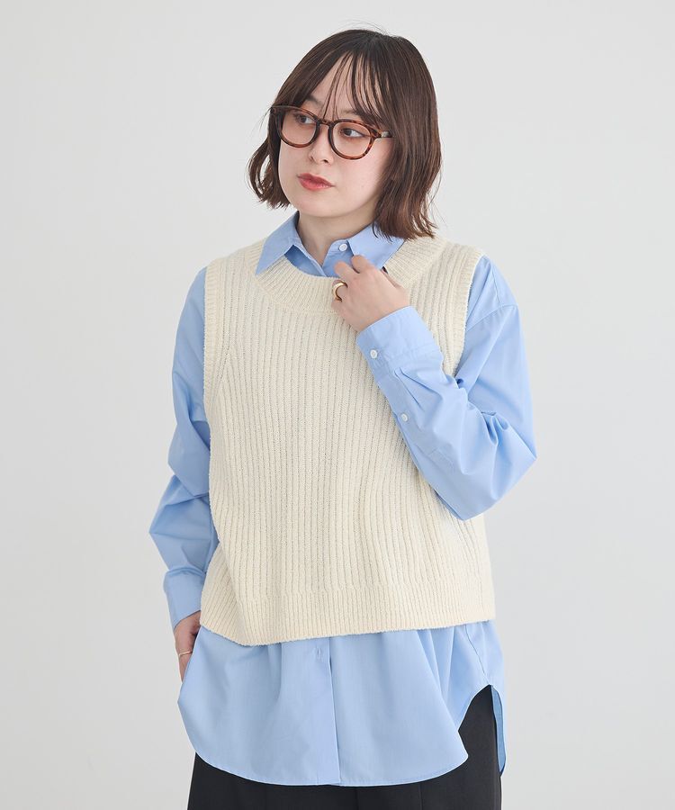 earth music&ecology「クルーネックニットベスト」|ベスト・ジレ|Ivory