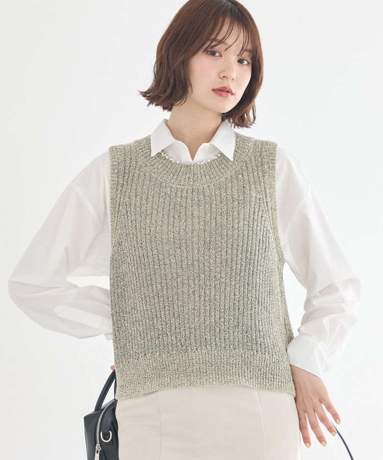 earth music&ecology「クルーネックニットベスト」|ベスト・ジレ|Yellow